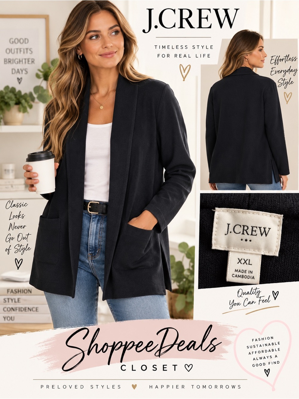 J.Crew Chelsea Sweater Blazer – Black – Women’s XXL